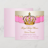 Meisjes Pink Gold Royal Baby shower Kaart (Voorkant / Achterkant)