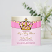 Meisjes Pink Gold Royal Baby shower Kaart (Staand voorkant)