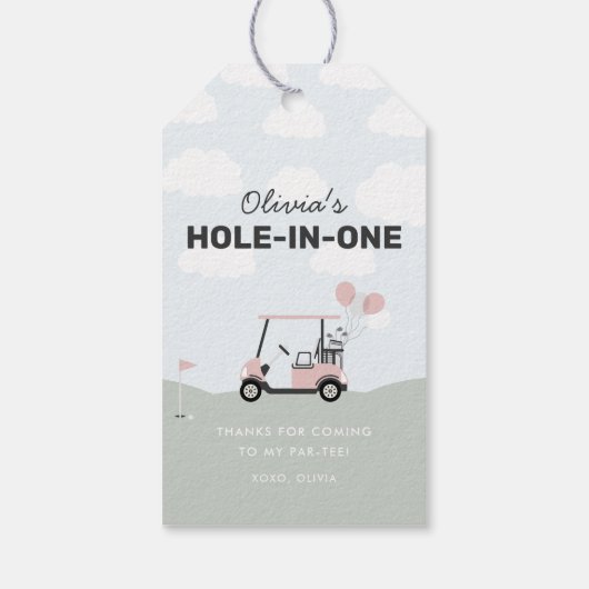 Meisjes 'Pink Hole-in-One Golf 1e verjaardag gunst Cadeaulabel (Achterkant)
