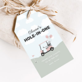 Meisjes 'Pink Hole-in-One Golf 1e verjaardag gunst Cadeaulabel