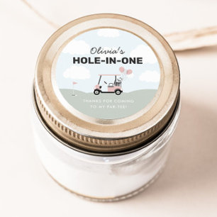 Meisjes 'Pink Hole-in-One Golf 1e verjaardag gunst Ronde Sticker