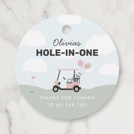 Meisjes 'Pink Hole-in-One Golf 1st Birthday Bedankjes Labels (Achterkant)