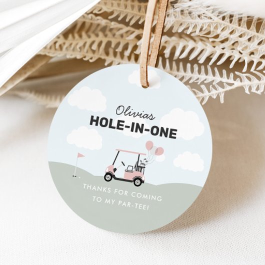 Meisjes 'Pink Hole-in-One Golf 1st Birthday Bedankjes Labels