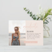 Meisjes pink script foto modern afstuderen kaart (Staand voorkant)