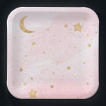 Meisje's Pink Space Party Borden Papieren Bordje<br><div class="desc">Meisje's Space Paper Borden</div>