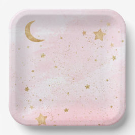 Meisje's Pink Space Party Borden Papieren Bordje