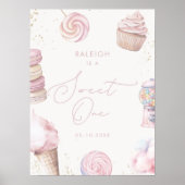 Meisjes 'Pink Sweet One Snoep Ice Cream 1st Birthd Poster (Voorkant)