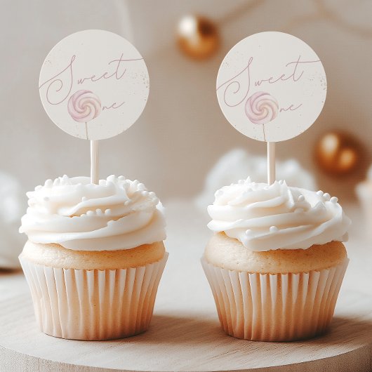 Meisjes 'Pink Sweet One Snoep Ice Cream 1st Birthd Ronde Sticker