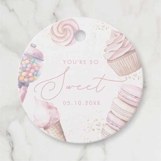 Meisjes 'Pink Sweet Snoep Ice Cream Bedankjes Labels (Voorkant)