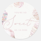 Meisjes 'Pink Sweet Snoep Ice Cream Ronde Sticker (Voorkant)