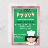 Meisjes Pizza Party Kaart (Voorkant)