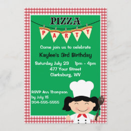 Meisjes Pizza Party Kaart