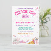 Meisjes PJ Slumber 8e Verjaardag Sleepover Party Kaart (Staand voorkant)