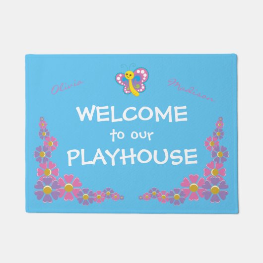 Meisjes Playhouse welkom blauw Deurmat (Voorkant)