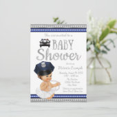 Meisjes Politie Baby Douche Uitnodigingen (Staand voorkant)