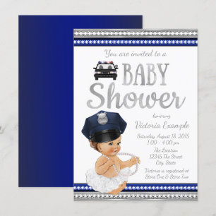 Meisjes politie baby shower uitnodigingen