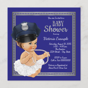 Meisjes politie baby shower uitnodigingen