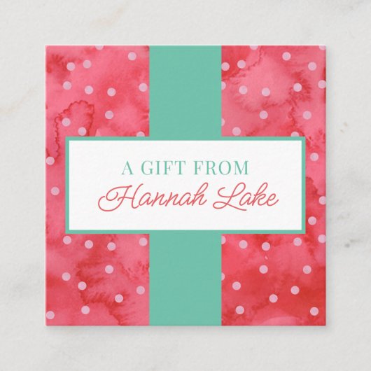 Meisjes Polka Dot Holiday Gift Behuizing Note Kaar Informatiekaartje (Voorkant)