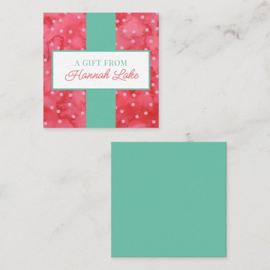 Meisjes Polka Dot Holiday Gift Behuizing Note Kaar Informatiekaartje (Voorkant / Achterkant)