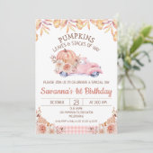 Meisjes Pompoen Vrachtwagen Herfst Foliage Bloemen Kaart (Staand voorkant)