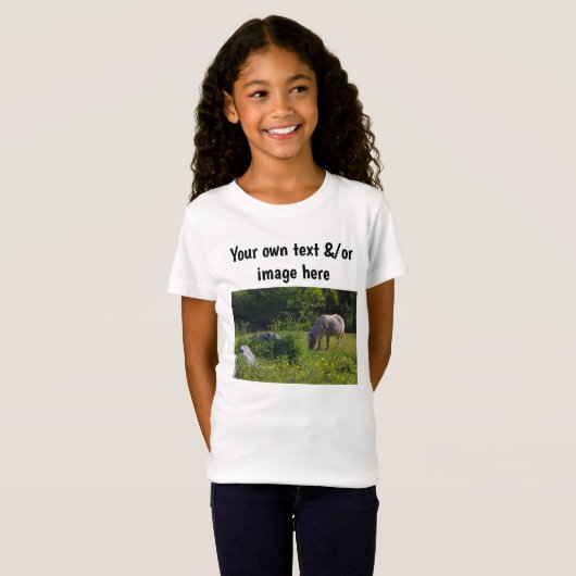 Meisjes pony of eigen woorden, eigen afbeelding t-shirt (Voorkant volledig)