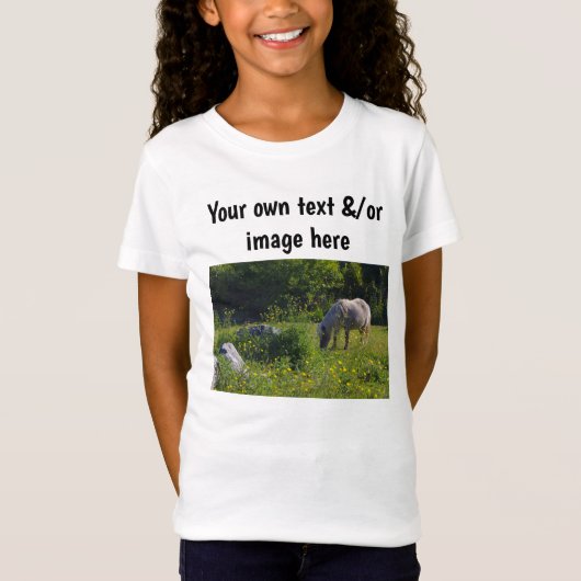 Meisjes pony of eigen woorden, eigen afbeelding t-shirt (Voorkant)