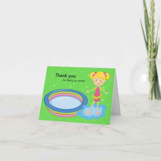 Meisjes Pool Party Bedankt Card (Voorkant)