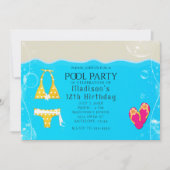 Meisjes Pool Party Bikini Verjaardag Zwemmen Uitno Kaart (Voorkant)