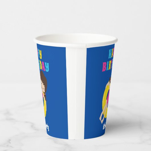 Meisjes Pool Party Schattigee Custom Kids Verjaard Papieren Bekers (Rechts)