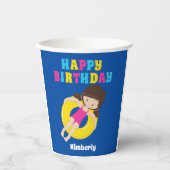 Meisjes Pool Party Schattigee Custom Kids Verjaard Papieren Bekers (Voorkant)