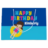 Meisjes Pool Party Verjaardag  Gepersonaliseerd Groot Cadeauzakje (Voorkant)