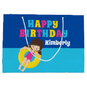 Meisjes Pool Party Verjaardag  Gepersonaliseerd Groot Cadeauzakje (Achterkant)