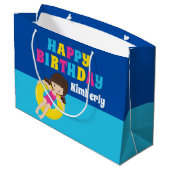 Meisjes Pool Party Verjaardag  Gepersonaliseerd Groot Cadeauzakje (Achterkant Gekanteld)