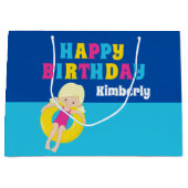 Meisjes Pool Party Verjaardag Schattigee Custom Groot Cadeauzakje (Voorkant)