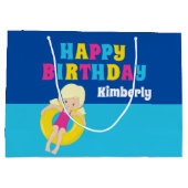 Meisjes Pool Party Verjaardag Schattigee Custom Groot Cadeauzakje (Achterkant)