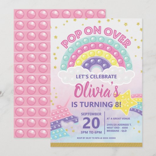 Meisjes Pop Fidget Birthday Party Invitation Kaart (Voorkant / Achterkant)