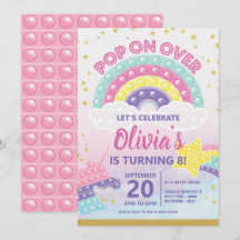Meisjes Pop Fidget Birthday Party Invitation