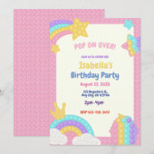 Meisjes Pop Fidget Birthday Party Invitation Kaart (Voorkant / Achterkant)