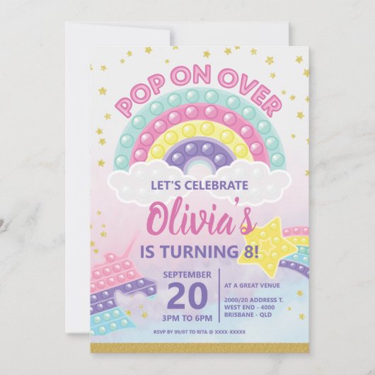 Meisjes Pop Fidget Birthday Party Invitation Kaart (Voorkant)