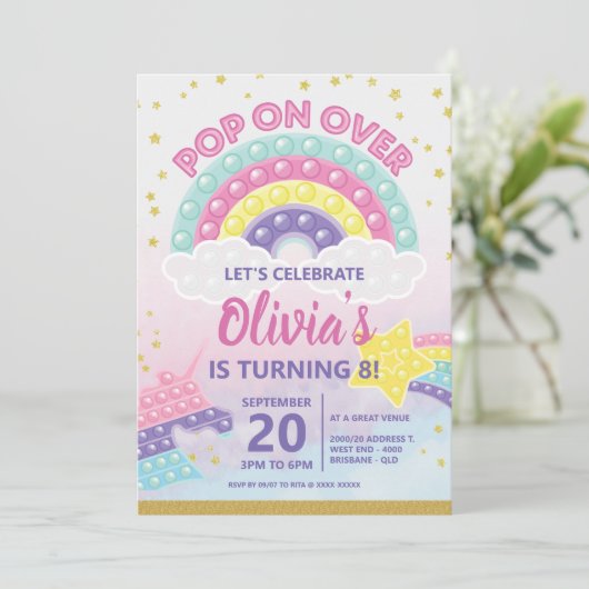 Meisjes Pop Fidget Birthday Party Invitation Kaart (Staand voorkant)