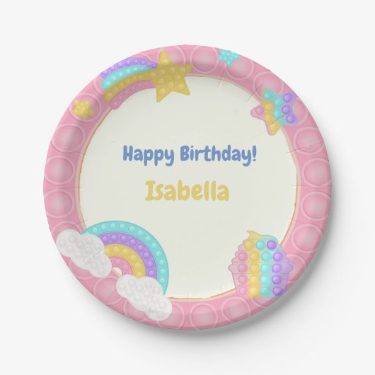 Meisje's Pop Het Fidget Verjaardag Papieren Bordje (Voorkant)