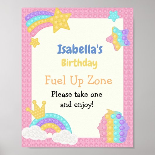 Meisje's Pop Het Fidget Verjaardag Poster (Voorkant)