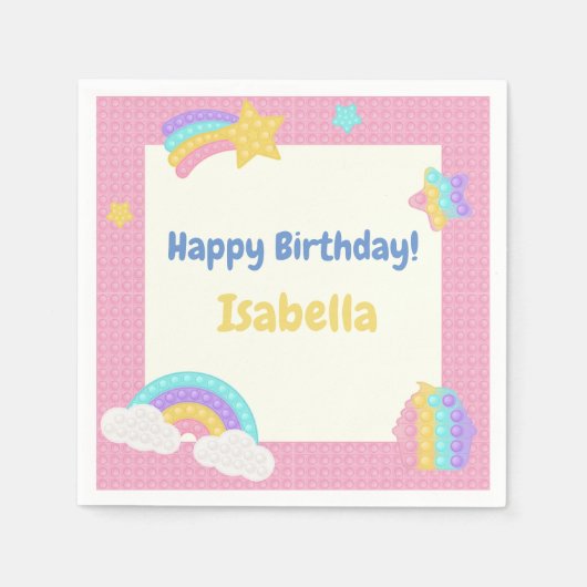 Meisje's Pop Het Fidget Verjaardag Servet (Voorkant)