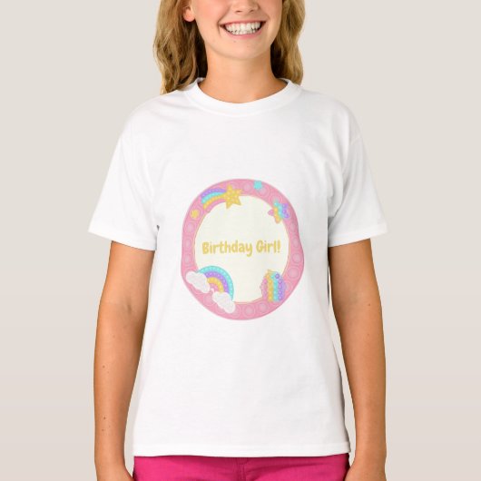 Meisje's Pop Het Fidget Verjaardag T-shirt (Voorkant)