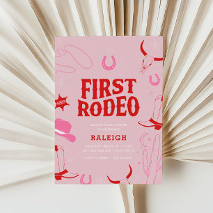 Meisjes Preppy Eerste Rodeo Cowgirl 1e verjaardag Kaart