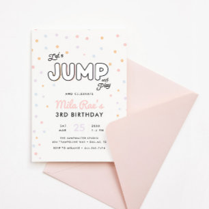 Meisjes Preppy Jump & Bounce Party Uitnodiging