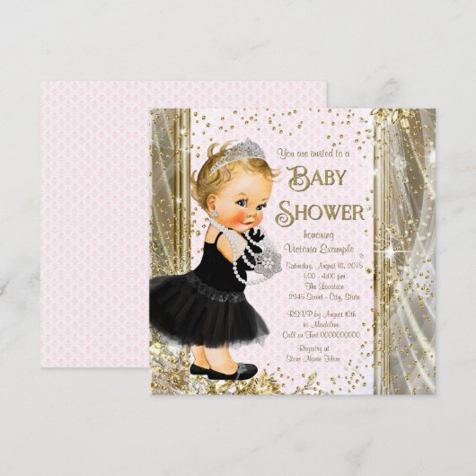 Meisjes Princess Little Lady Pink Gold Baby shower Kaart (Voorkant / Achterkant)