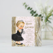 Meisjes Princess Little Lady Pink Gold Baby shower Kaart (Staand voorkant)