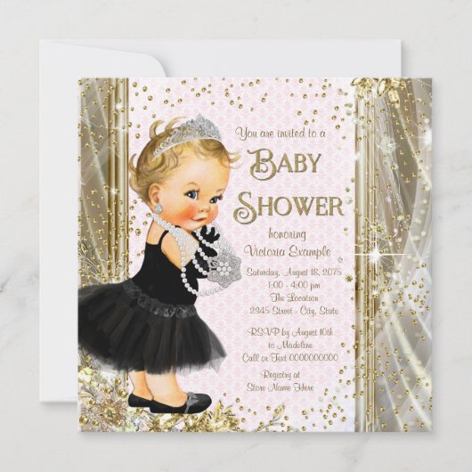 Meisjes Princess Little Lady Pink Gold Baby shower Kaart (Voorkant)