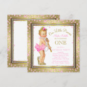 Meisjes Prinses 1e Verjaardagsfeest Roze Goud Kaart (Voorkant / Achterkant)